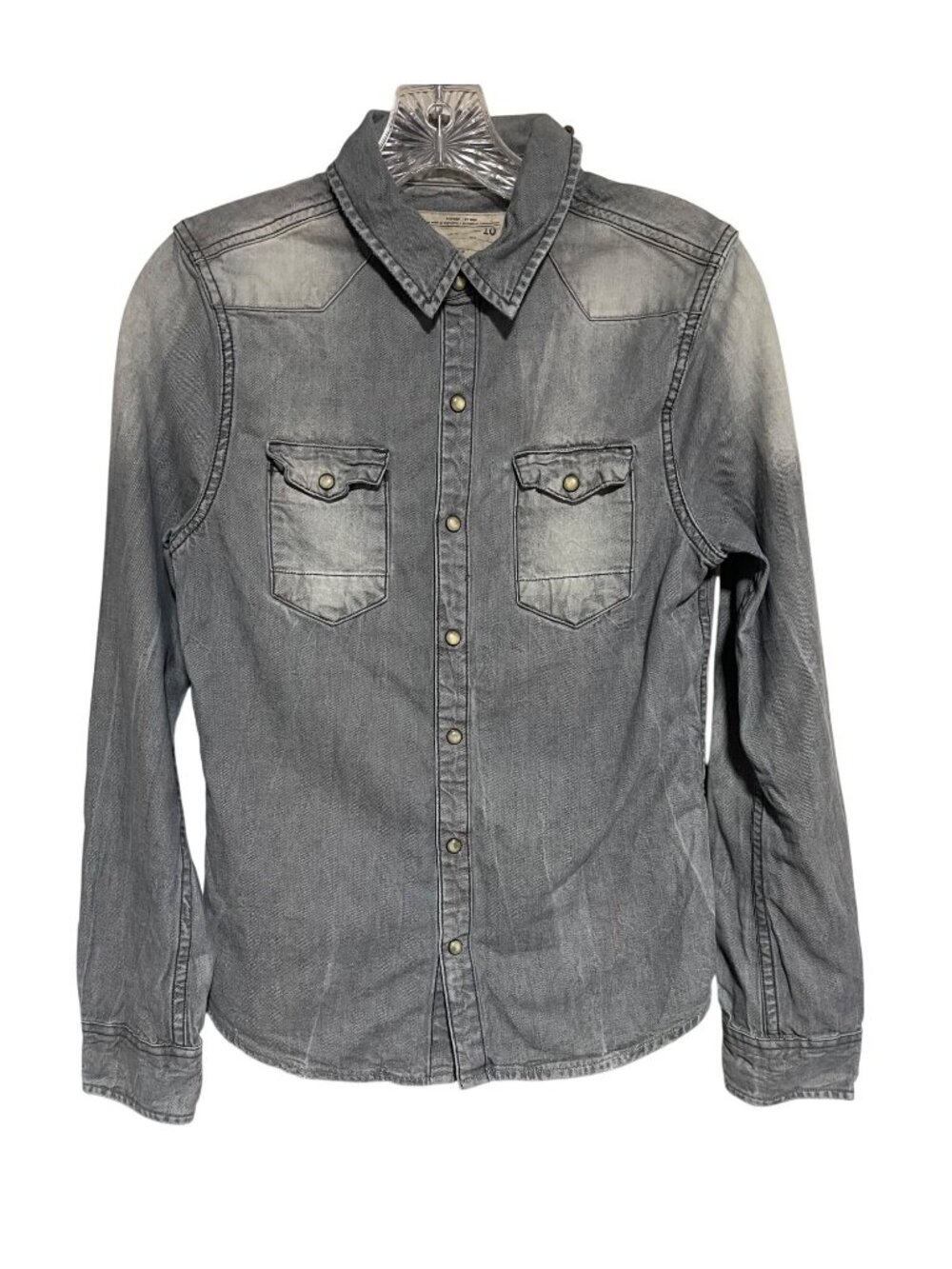 AllSaints Spitalfields Jacks Place Lauro Denim Shirt Womens Size UK 10 US 6 Gray